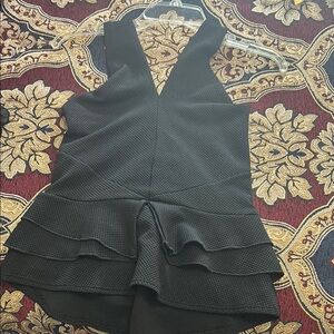 Bebe Black Criss Cross  Ruffled Tank Top